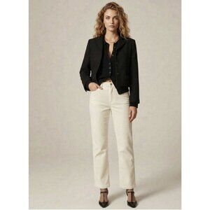 Made & Loved LOFT Ivory Corduroy Straight Women's Jean Pants Sz 28/6 Minimalist